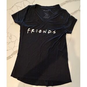 Friends The Television Series Graphic T-Shirt Womens Medium Black V-Neck JT16930